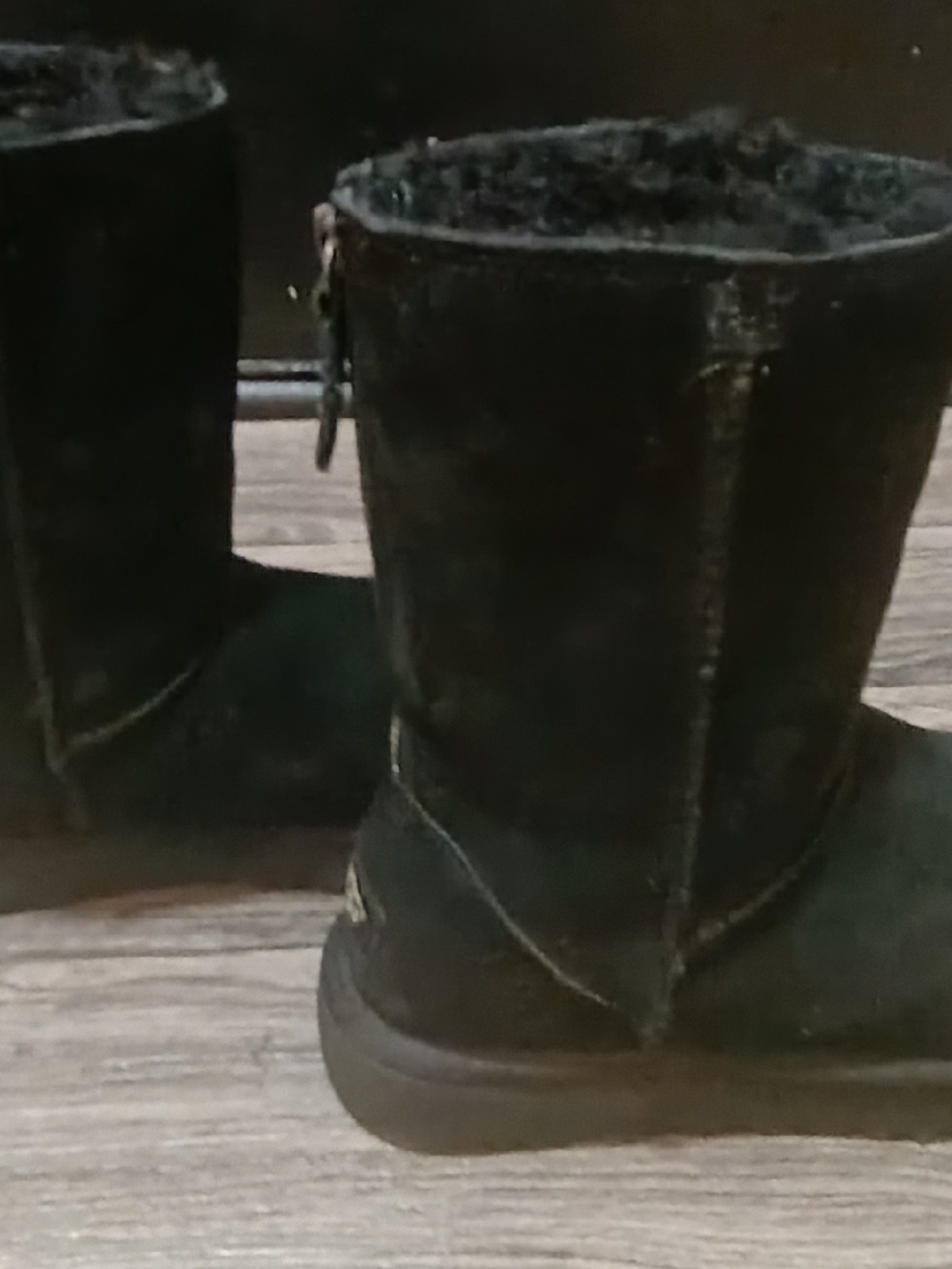 UGG Black Short Suede Winter Boots with Side Zip